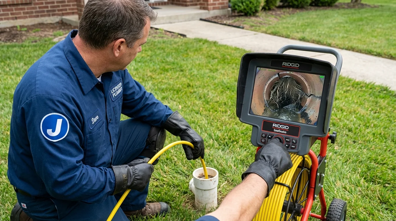 Sewer camera inspection being performed by Johns Plumbing LLC in Corcoran
